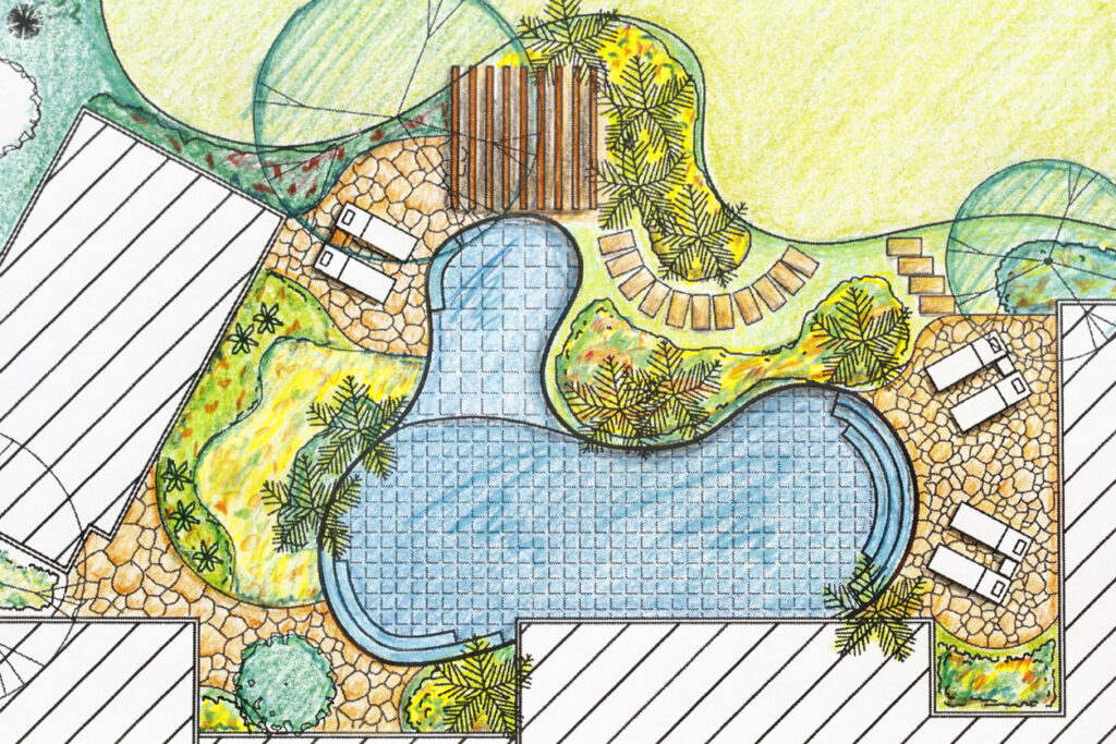 Landscape architect design backyard plan for villa